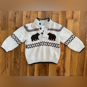 Janie and Jack Cozy Cream Sweater with Bear Design